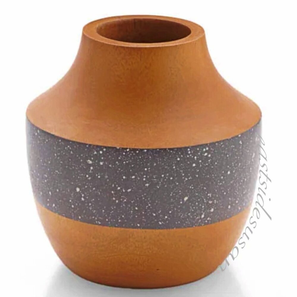 Wood Vase / Vessel / Object with Painted Detail
